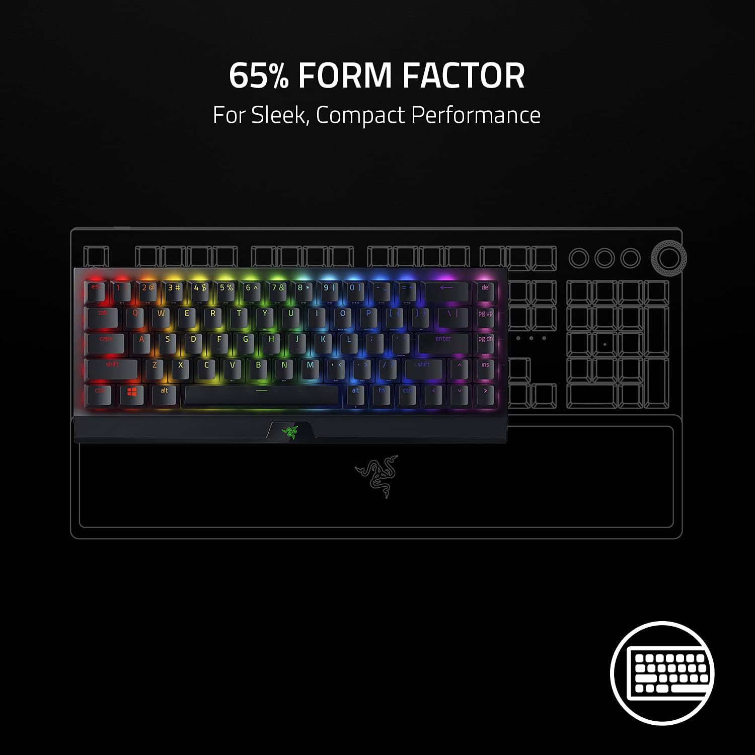 Teclado mecánico Razer BlackWidow V3 Mini HyperSpeed 65% inalámbrico para juegos