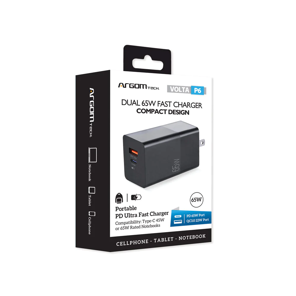 CARGADOR VOLTA P6 65W PD TIPO-C   USB Argom